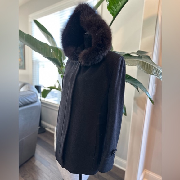 Forecaster BOSTON PLATINUM REAL FOX FUR 75% VIRGIN WOOL Mix Women Hood Coat 16 - Picture 4 of 14